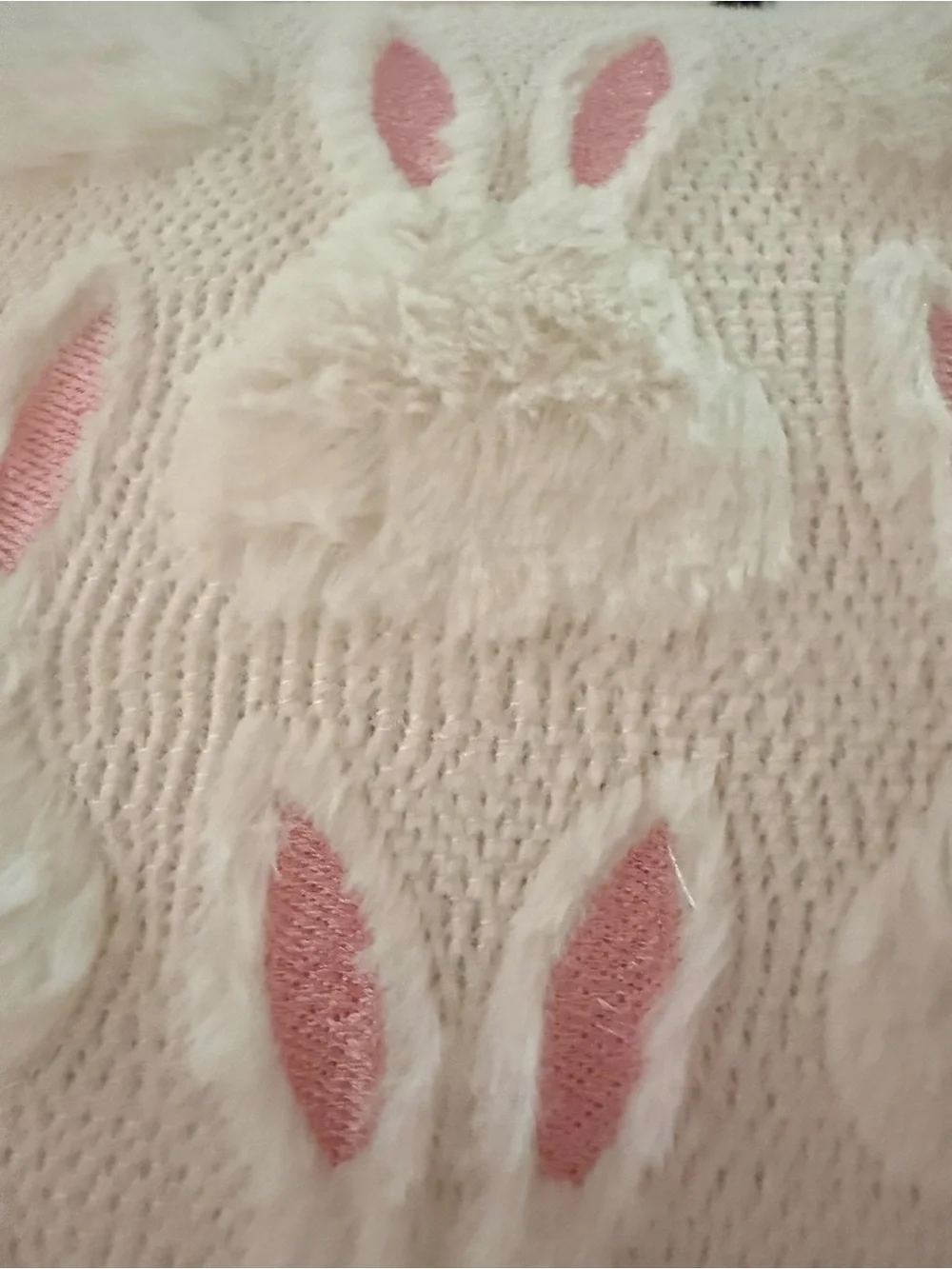 Soft White & Pink Bunnies-Textured Throw Pillows -Set of 2
